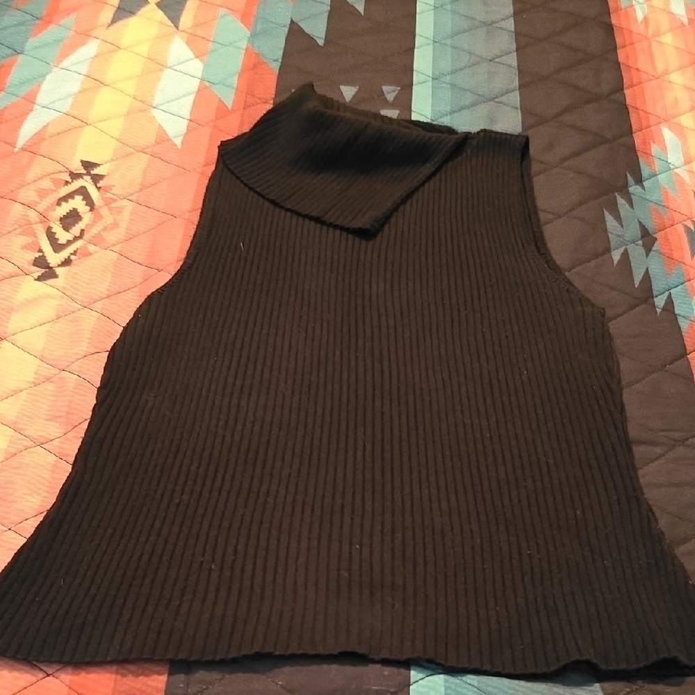 It's Our Time Black Ribbed Knit Top